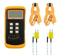 Rafstya Digital K Type Thermocouple Thermometer(-50-1300°C) Dual Channel, 2 Thermometer Pipe Clamp and 2 Sensor Probes