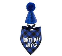 Rafstya Dog Birthday Party Supplies,Pet Birthday Hat and Boy Doggy Birthday Bandana Set
