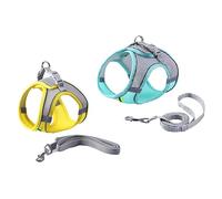 Rafstya Dog Harness Leash Set for Small Dog Adjustable Puppy Harness Vest Bulldog Pug Outdoor Walking Lead Leash Yellow&Green