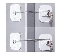 Rafstya Refrigerator Lock, Mini Fridge Lock with Key for Adults, Lock for a Fridge, Cabinet Door(White 2Pack)