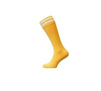 Raftaar Premium 2 Stripe Unisex Knee High Football Rugby Soccer Running Sport Socks Adult Youth Kids Sizes in (Yellow, Children C8-C13)