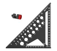Rafter Metric Speed Square, 7inch Set Square, Aluminum Alloy Carpenters Roofing Squares with 18 Types of Drill Holes, Set Square Carpentry, Triangle-Ruler Protractor Tools for Angle Measuring Marking