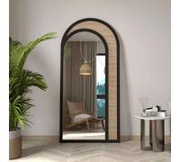 rafza glass cheval mirror with black wooden frame