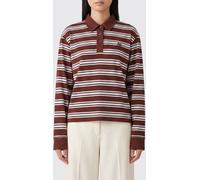 RAG & BONE Long-Sleeved Striped Cotton Polo with Embroidered Chest Logo - Size: M - female