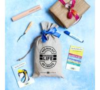 Rag Rug Making Kit - Introductory Set for Beginners - 100cm x 60cm Rug, Hemmed Hessian, Easy and Fun, Tools & Instructions Included (No Fabric)