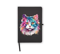 Ragamuffin Color Splash Cat Notebook, Blank Pages, Faux Leather Cover, Planner, Journal, Workbook