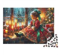 Ragazza di Natale alla Finestra Puzzle 1000 Pezzi per Adulti e Bambini 8-12 Anni, Cartone Spesso, Carta Riciclato Premium, Ragazza Natale Camino, Arredamento Casa, Gioco Educativo, 70x50cm