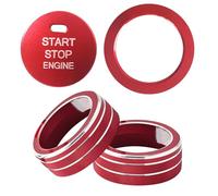 RAGBUSCLE Air Conditioner Switch Knob Cover, Start Stop Engine Button Cover Ring, Car Interior Decor Compatible with Toyota RAV4 LE XLE Premium Limited Adventure TRD Hybrid XSE 2019-2025, 4pcs (Red)