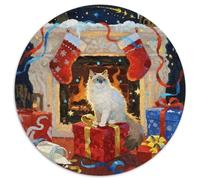 Ragdoll 1000 Piece Round Jigsaw Puzzle Creative Pet Cat Seeking A Challenging And Relaxing Activity Games for Adults And Kids 1000pcs (67.5x67.5cm)