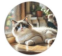 Ragdoll Cat 1000 Piece Round Puzzle for Adults And Kids Animal Cat Geometric Pretty Color Challenge 1000pcs (67.5x67.5cm)