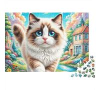 Ragdoll Cat 1000 Pieces Jigsaw Puzzle for Adults - Premium Wooden Difficult Puzzles, Family Game Night Gift, Wall Art Home Decor, Relaxing Therapy Toy 1000pcs (75x50cm)