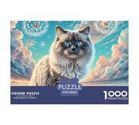 Ragdoll Cat 1000 Pieces Jigsaw Puzzles Age 12+ for Adults Pet Animal Fun Challenging Brainteasing Colourful Home Decoration 38x26cm/1000pcs