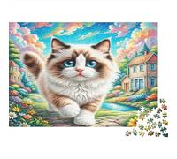 Ragdoll Cat 1000 Pieces Jigsaw Puzzles Recycled Cardboard Ragdoll Cat Path Challenging Adults Puzzle Enthusiasts Problem Solving Mental Stimulation Solo Leisure 38x26cm/1000pcs