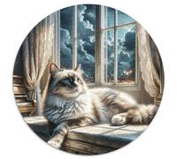 Ragdoll Cat 1000 Pieces Round Puzzles for Adults And Kids Animal Cat Geometric Fun Gear Reliever Difficult Challenge 1000pcs (67.5x67.5cm)