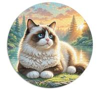 Ragdoll Cat 1000 Pieces Round Puzzles for Adults And Kids Animal Cat Geometric Fun Gear Reliever Difficult Challenge 1000pcs (67.5x67.5cm)