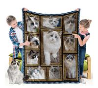 Ragdoll Cat Blanket Kids Throw Blankets for Couch Sofa Travel Camping, 50''x40'' Cute Kitten Soft Warm Flannel Cozy Plush Fleece Throw Blanket for Girls Boys Baby Toddler