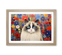 Ragdoll Cat Colour Field Framed Wall Art Print, Ready to Hang Picture for Living Room Bedroom Home Office, Oak A2 (66 x 48 cm)