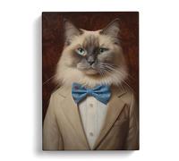 Ragdoll Cat in a Suit Painting No.2 | Canvas Wall Art Print | Framed Ready to Hang Picture | Modern Art for Living Room Bedroom Kitchen Home | 24x16 Inch