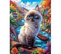 Ragdoll Cat in Magical Forest 500 Pieces Jigsaw Puzzles Magical Accompany Fairy Tale For Men Educational Decompression Adults Anxiety Memory Care Mothers Valentines Gift Durable Cardboard 500 PCS
