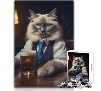 Ragdoll Cat in The Pub 1000 Pieces Puzzles for Adults Interactive Educational Skill Game Great Meaningful Gift Idea Size 38x52cm