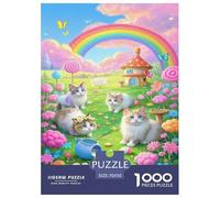 Ragdoll Cat Jigsaw 1000 Piece Challenge Toy for Adults,Dreamy Pastoral Impossible Jigsaw Puzzles 1000 Pieces Educational Games for Adults Or Families 70x50cm/1000pcs