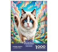 Ragdoll Cat Jigsaw Puzzles Puzzles for Adults Kids. 1000 Pieces Whimsical Challenge Toy Educational Games Home Decoration for Educational Games Gifts 70x50cm/1000pcs