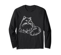Ragdoll Cat Line Art Feline Illustration Long Sleeve T-Shirt