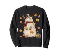 Ragdoll Cat Mom Autumn Cozy Scarf Fall Leaves Lover Sweatshirt