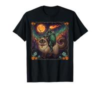 Ragdoll Cat Mom Halloween Knight Moon Pumpkin Scene T-Shirt