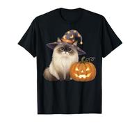 Ragdoll Cat Mom Halloween Witch with Pumpkin Cute Fall T-Shirt