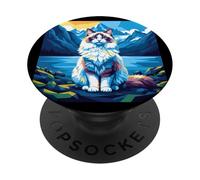 Ragdoll Cat Mountain Lake Pop Art Adventure PopSockets Adhesive PopGrip