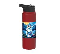 Ragdoll Cat Mountain Lake Pop Art Adventure Stainless Steel Insulated Water Bottle