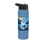 Ragdoll Cat Mountain Lake Pop Art Adventure Stainless Steel Insulated Water Bottle
