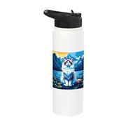 Ragdoll Cat Mountain Lake Pop Art Adventure Stainless Steel Insulated Water Bottle