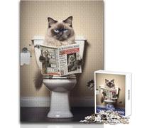 Ragdoll Cat on The Toilet 1000-piece Jigsaw Puzzles Mindful Learning Fun Game Unique Gift for Joyful Celebrations Size 50x75cm