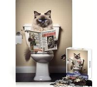 Ragdoll Cat on The Toilet Jigsaw Puzzles for Adults1000 Pieces Smart Game Quiet Calm Pattern Assembly Amazing Present (38x26cm)