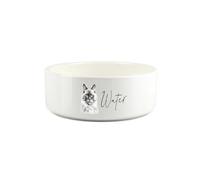 Ragdoll Cat Pet Bowl - Black & White Portrait Small Ceramic Water Bowl - White Water Dish For Cats