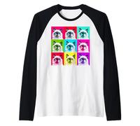 Ragdoll Cat Pop Art Colorful Retro Style Design Raglan Baseball Tee