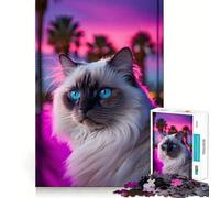 Ragdoll Cat Portrait 1000 Piece Jigsaw Puzzles for Adults Jigsaw Mind Play Home Pastime Clean Edge Lovely Present (38x26cm)