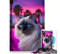 Ragdoll Cat Portrait 1000 Piece Jigsaw Puzzles for Teenagers Jigsaw Brain Workout Toy Group Play Art Assembly Classic Gift (50x75cm)