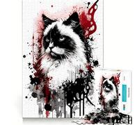 Ragdoll Cat Portrait 1000 Pieces Jigsaws Adults Puzzles Gifts Mind Challenge Toy Easy Leisure Precise Cut (38x26cm)