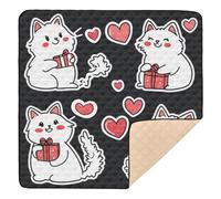 Ragdoll Cats and Heart Black Large Stylish Baby Activity Play Mat for Indoor Outdoor Cozy Breathable Padded Play Mat for Babies Infants Toddlers, 50'' x 50''
