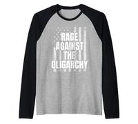 Rage Against The Oligarchy Patriotic Protest Activist Flag Raglan Baseball Tee