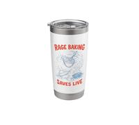 Rage Baking Saves Live Chaos Kitchen Funny Ironic Baker Stainless Steel Insulated Tumbler