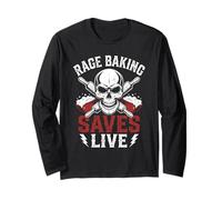 Rage Baking Saves Live Fun Metalhead Stress Baker Hardcore Long Sleeve T-Shirt