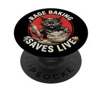 Rage Baking Saves Live Funny Angry Cat Chaos Kitty PopSockets Adhesive PopGrip