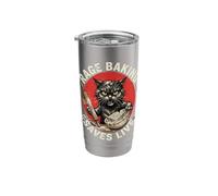 Rage Baking Saves Live Funny Angry Cat Chaos Kitty Stainless Steel Insulated Tumbler