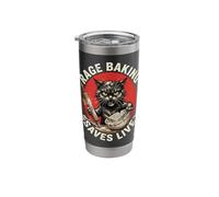 Rage Baking Saves Live Funny Angry Cat Chaos Kitty Stainless Steel Insulated Tumbler