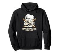 Rage Baking Saves Live Skull Funny Baker Cook Chef Pullover Hoodie