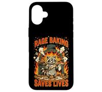 Rage Baking Saves Lives Funny Raccoon Baker Case for iPhone 16 Plus